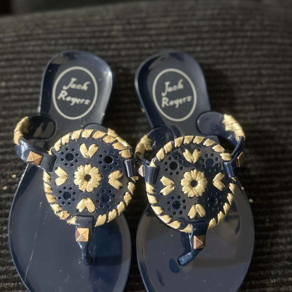 Jack Rogers Georgica Jelly Sandal in Midnight Navy & Gold